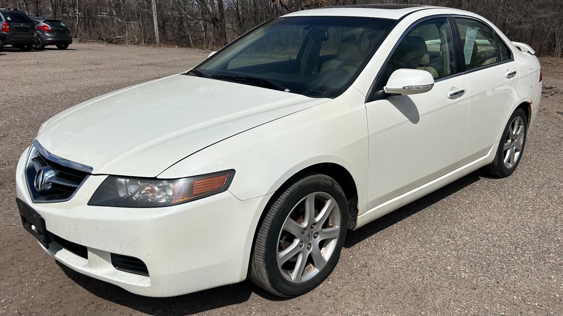 2004 White Acura TSX 5-speed AT with Navigation System (JH4CL96954C) with an 2.4L L4 DOHC 16V engine, 5-Speed Automatic Overdrive transmission, located at 17255 hwy 65 NE, Ham Lake, MN, 55304, 0.000000, 0.000000 - Photo#0